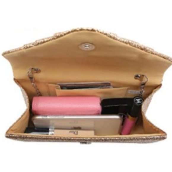 Gold Glitter Envelope Party Handbag - Picture 3 of 4